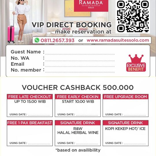 DIRECT BOOKING RAMADA SUITES SOLO MENDAPATKAN CASHBACK HINNGA 500RB RUPIAH